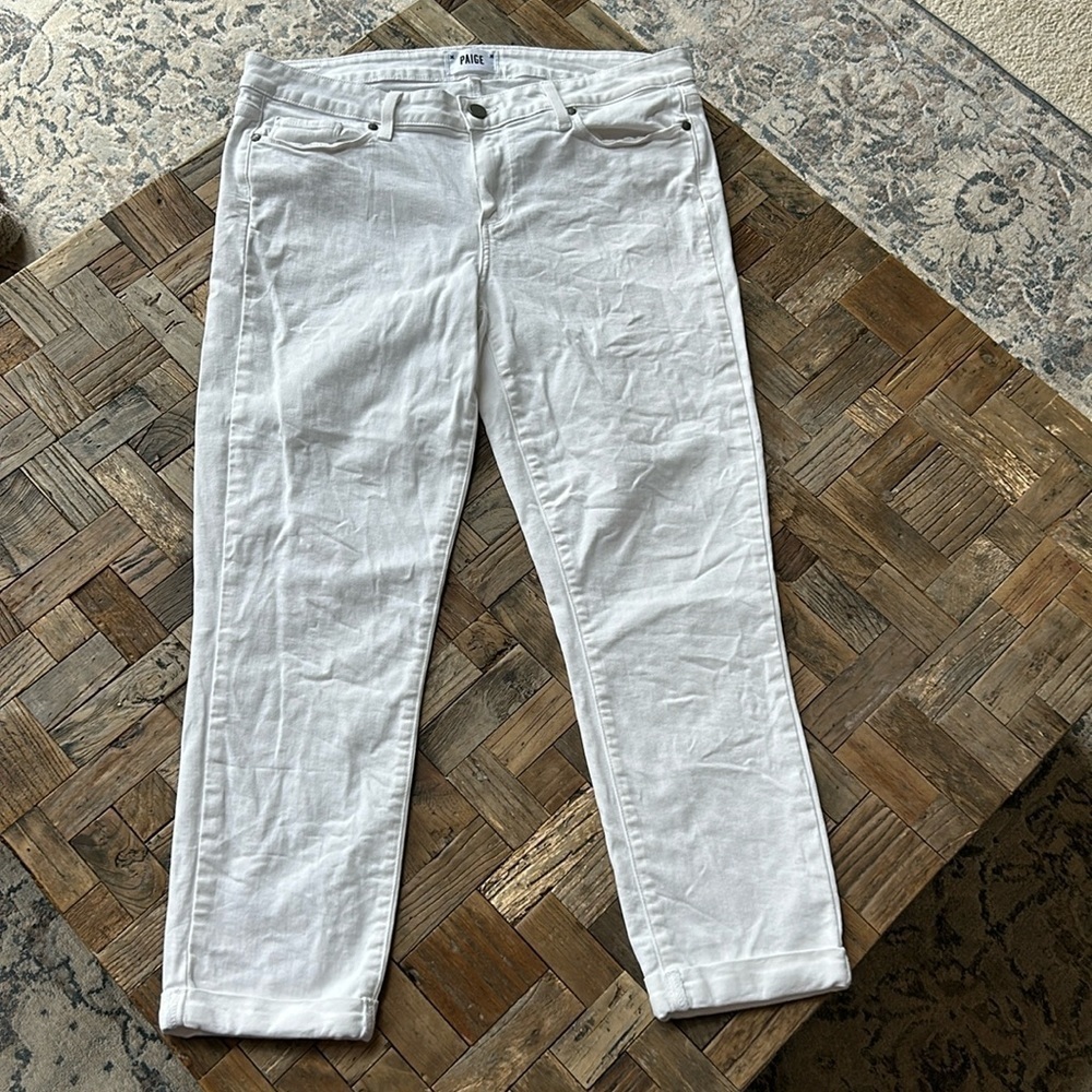 Paige White Kylie Crop Denim Jeans 32